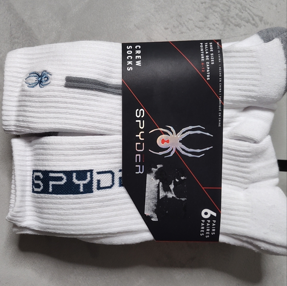 Spyder Athletic Crew Socks - White and Gray